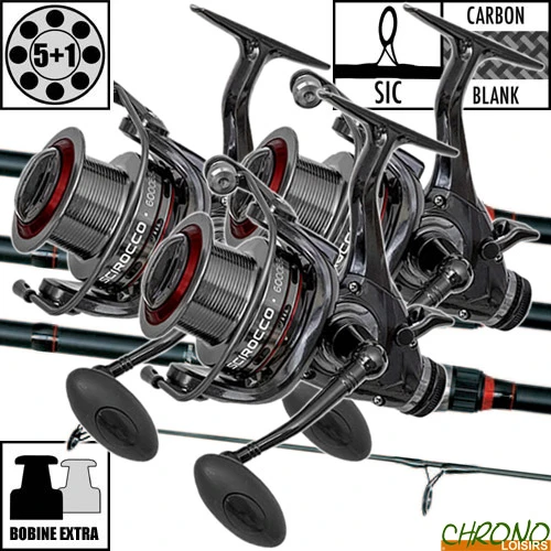 Ensemble Carp Zoom Scirocco 50mm 12' 3lbs 6000BBC (les 3) 1 Ensemble Carp Zoom Scirocco 50mm 12' 3lbs 6000BBC (les 3)